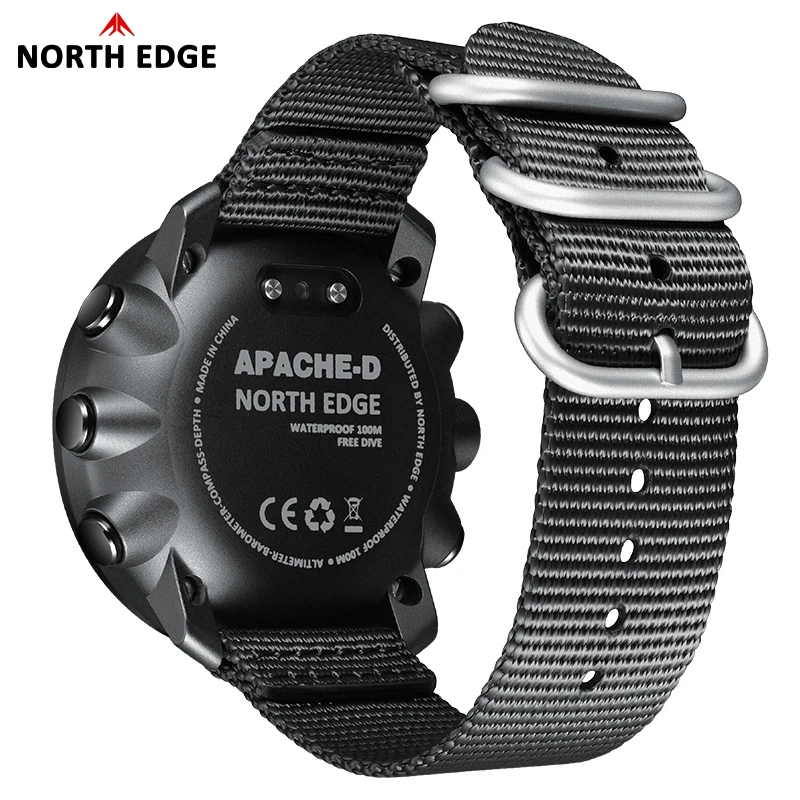 NORTH EDGE APACHE-D Orologio da uomo intelligente casual impermeabile luminoso Pedometro sportivo per nuoto Orologio subacqueo con profondità ad alta pressione dell'aria