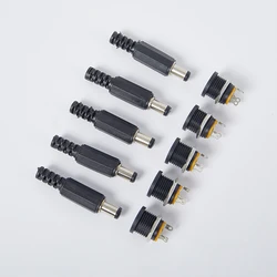 10PCS (5Pairs) DC12V 5.5 x 2.1mm Plastic Male Plugs DC022 DC Power Socket Female Jack Screw Nut Panel Mount Connector