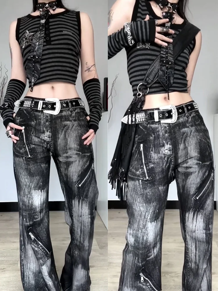 Subculture Y2k Micro-horn Jeans Women's Summer Design Sense American High Waist Thin Large Size Zipper Pants