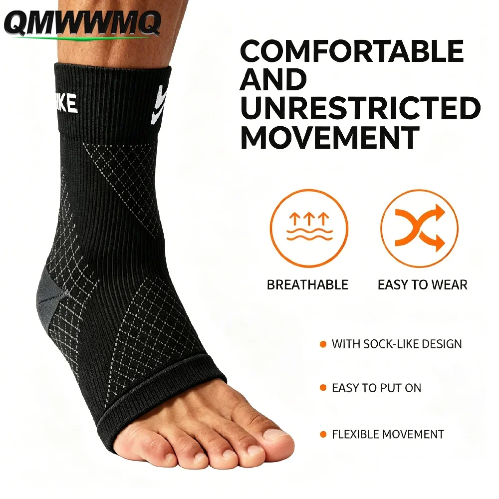 Open-Toe Compression Ankle Sleeve for Men Women, 1 Pair Compression Socks, Relief for Ankle Swelling & Plantar Fasciitis