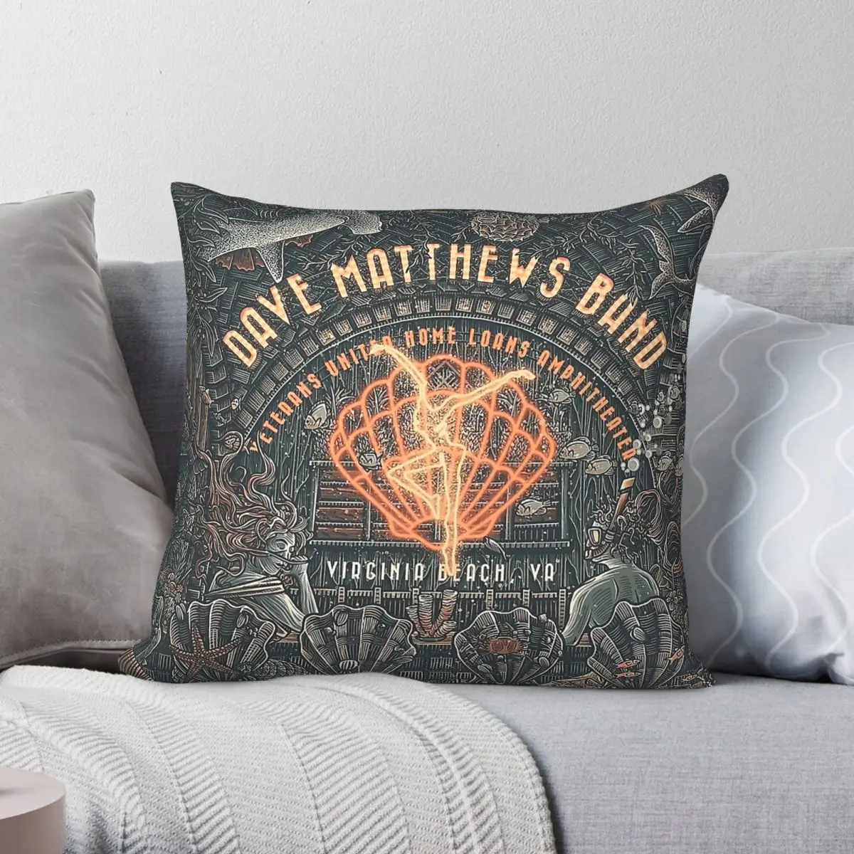 Dave Matthews Band Square Pillowcase Polyester Linen Velvet Pattern Zip Decorative Pillow Case Room Cushion Cover