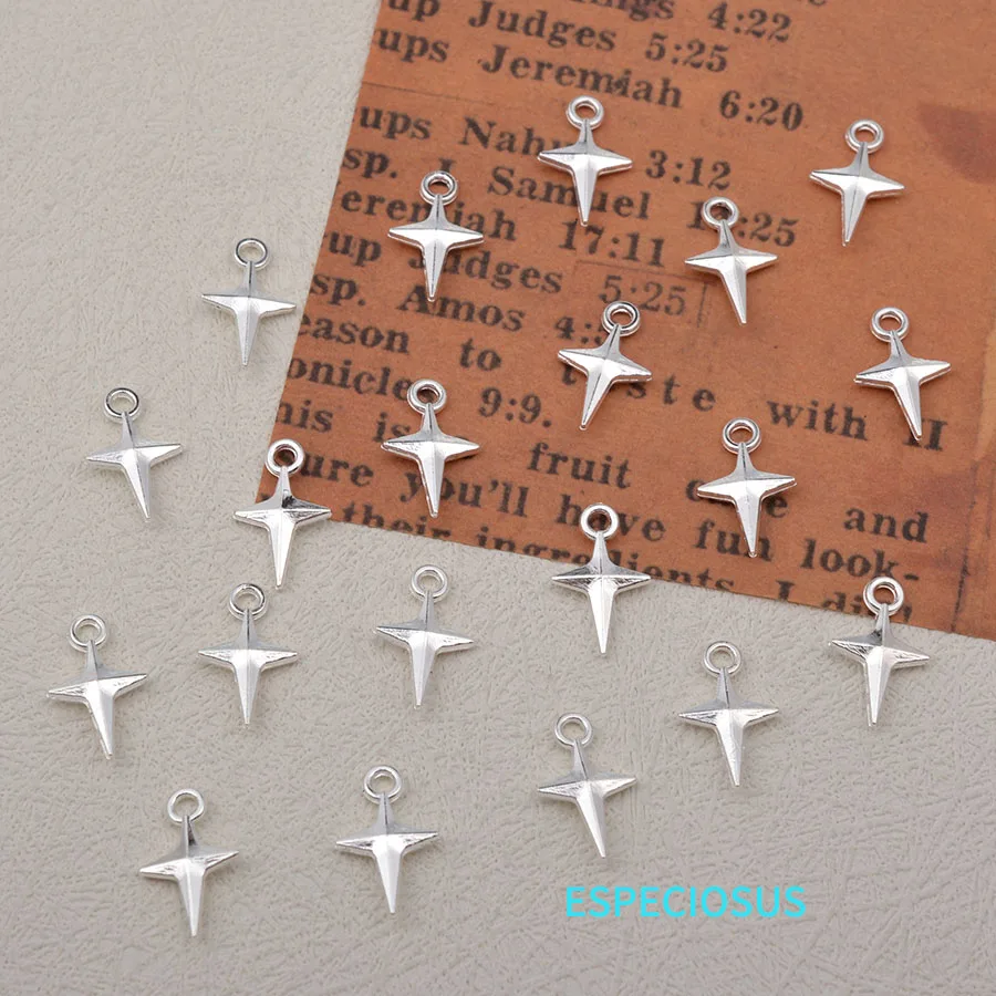 Silver Color Plated Alloy Four Pointed Star Charms Necklace Fittings Metal Pendants For Bracelet Departments Jewelry Accessories