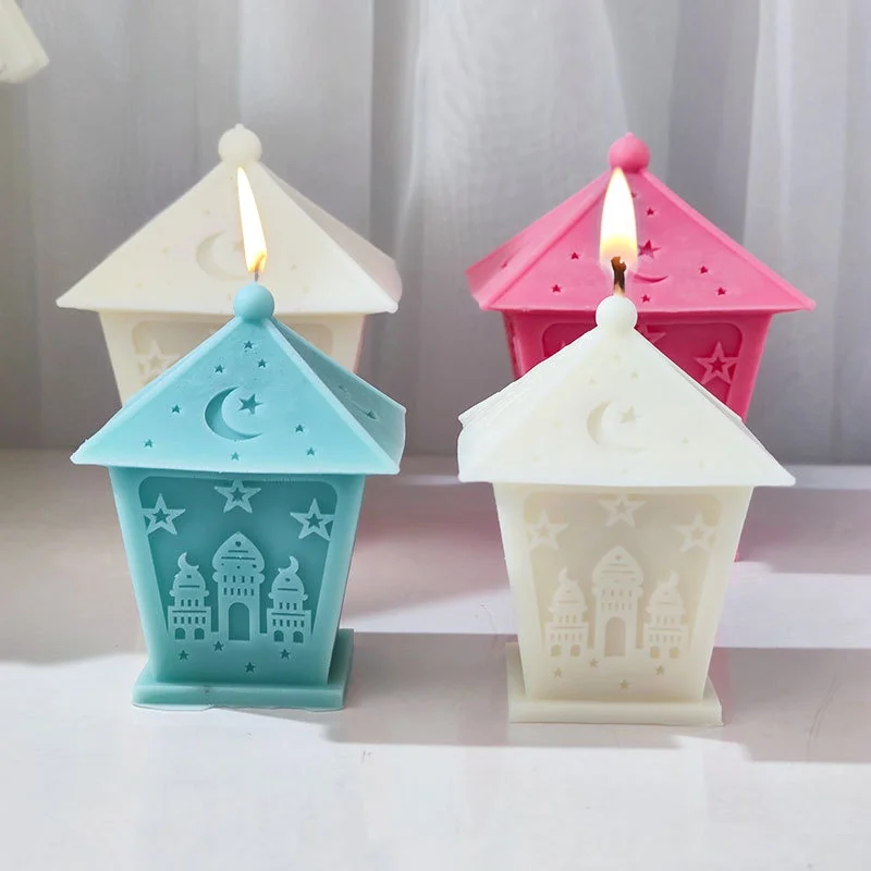 3D Star Moon Ancient Temple Candle Mold DIY Moon Star Soap Aromatherapy Gypsum Mold Eid al Fitr Arabic Style Creative Home Decor