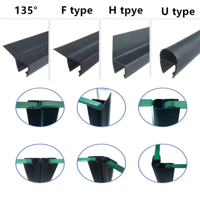 1PC Frameless Shower Door Side Seal Strip 6/8/10/12mm gap sealer PVC Glue-free Waterproof Sealing Weatherstrip Bathroom Hardware