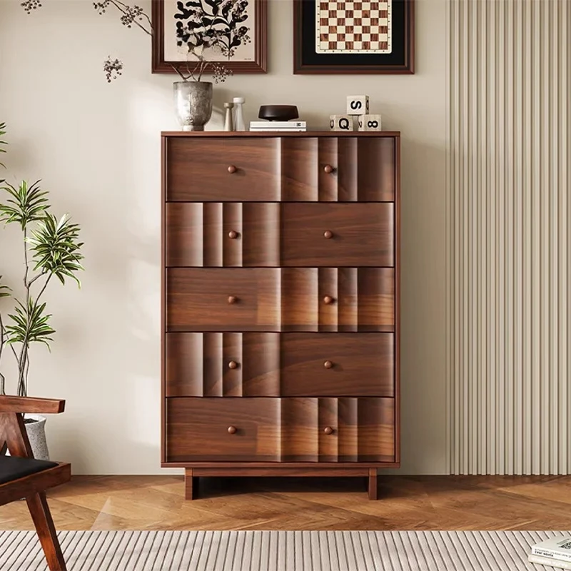 

Боковой шкаф в стиле ретро, деревянная мебель для гостиной 120 см, уникальный дизайн с рибками, большое пространство для хранения, деревянный боковой шкаф