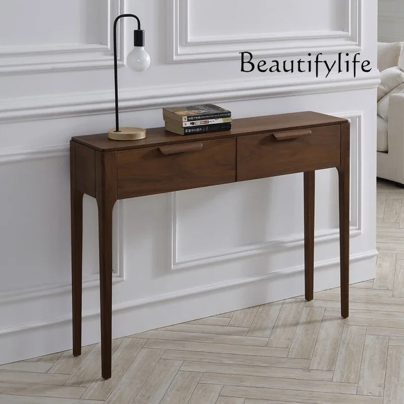 BJ New Chinese-style All-solid Wood Entrance Cabinet, Simple Italian Entrance Hall Entrance Table Against The Wall
