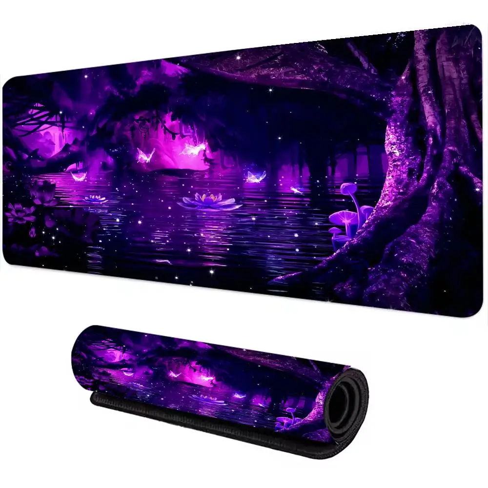 

Коврик для мыши «Зачарованный лес», большие коврики для компьютерных офисных игровых настольных ковриков XXL, резиновые противоскользящие коврики для игровой клавиатуры, длинные настольные коврики