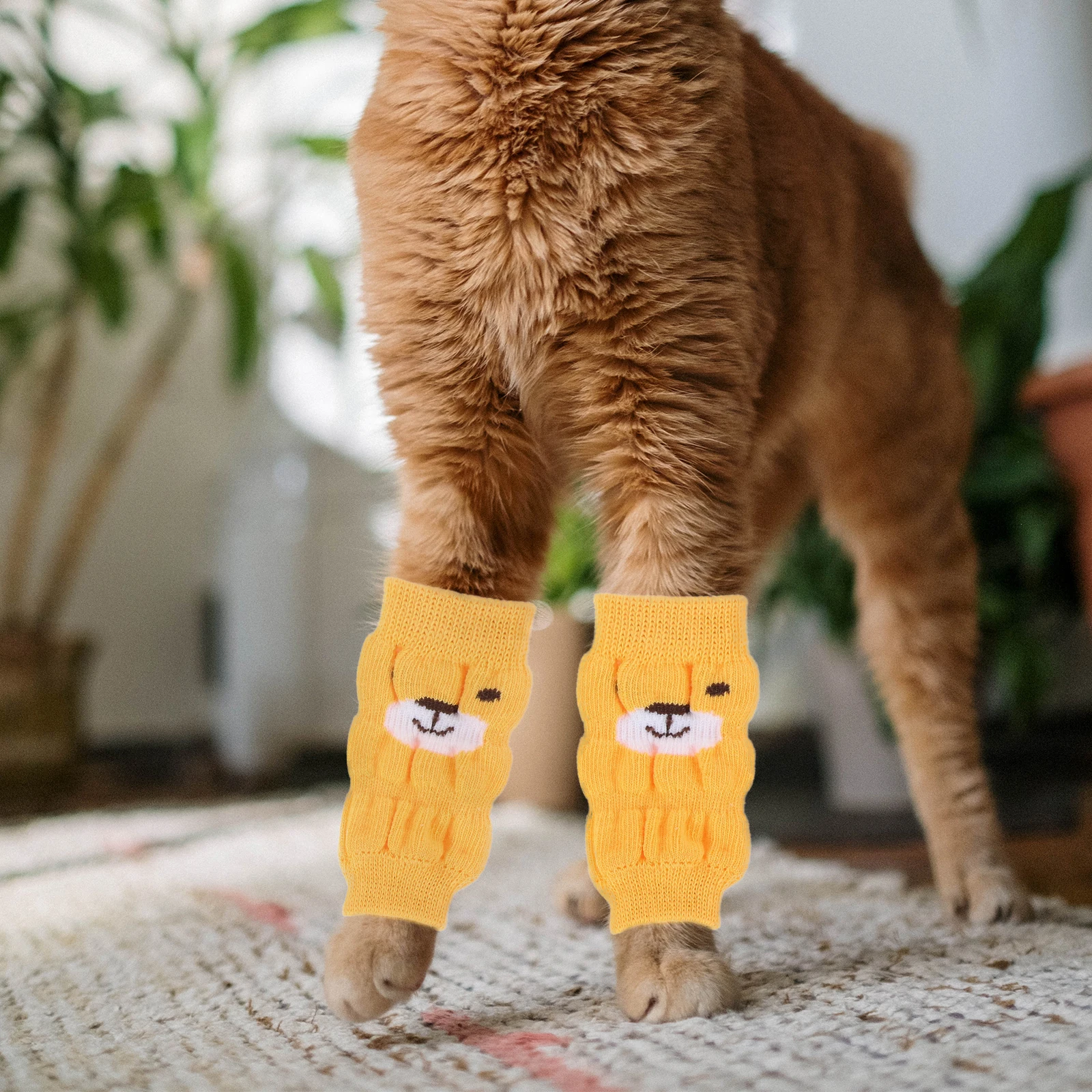 

4Pcs Pet Socks Dog Leg Protector Warmers Paw Wraps Small AntiSlip Durable Polyester Dog Leg Sleeves Pet Supplies