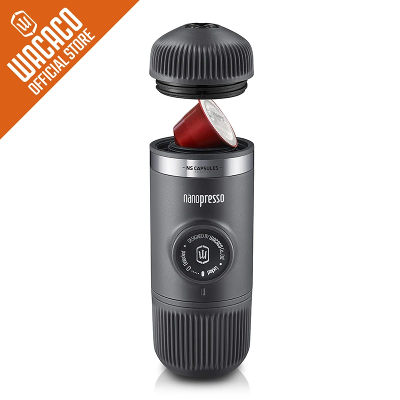 Wacaco Nanopresso Portable Espresso Maker, Pacote com Adaptador NS, Compact Travel Coffee Maker, Bebidas em movimento