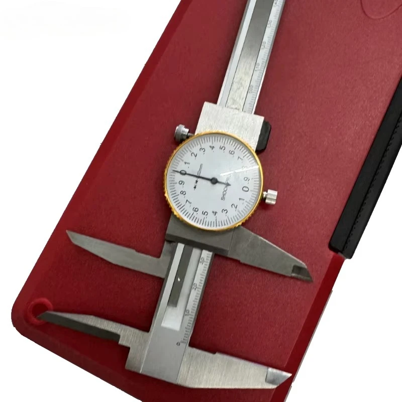 

Range 0-150mm Upper Long Claw Shock-absorbing Vernier Caliper with Dial Gauge Deep Stainless Steel Hole Inner Hole Measurement