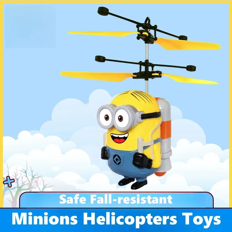 Kawaii Minionki Indukcyjne Hovering Bezpieczne Odporne na upadek Mini Helikoptery Zabawki z kreskówek Zabawki Akumulatorowe Helikoptery RC Zabawki