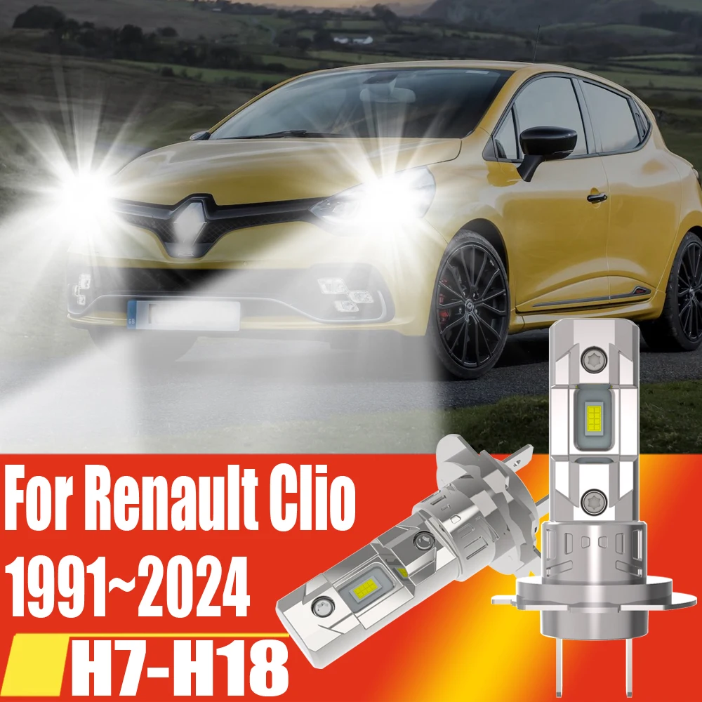 2pcs H7 Led Headlight Canbus High Power Car Bulb White Auto Fog Lights Moto Turbo Diode Lamp 12v 55w For Renault Clio 1991~2024