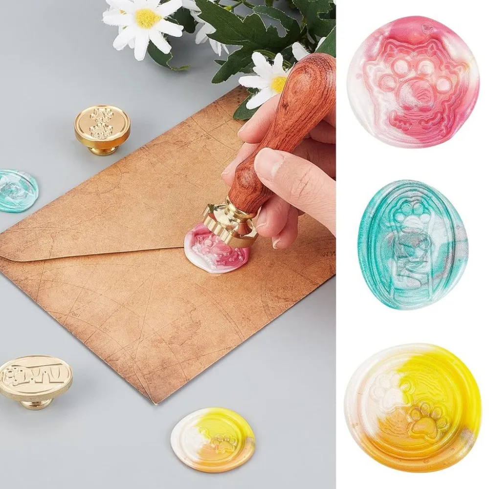 Dandelion Seal Stamp Flower Vintage Sealing Stamps Retro 25mm Removable Brass Head Wooden Handle for Envelopes Cards Weeding
