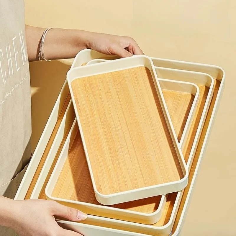 

Пластиковый прямоугольный поднос с деревянным дизайном, поднос для фруктов, подставка для чайных чашек, для домашнего использования, сервировочная тарелка, милый рисунок животных, нержавеющая сталь...