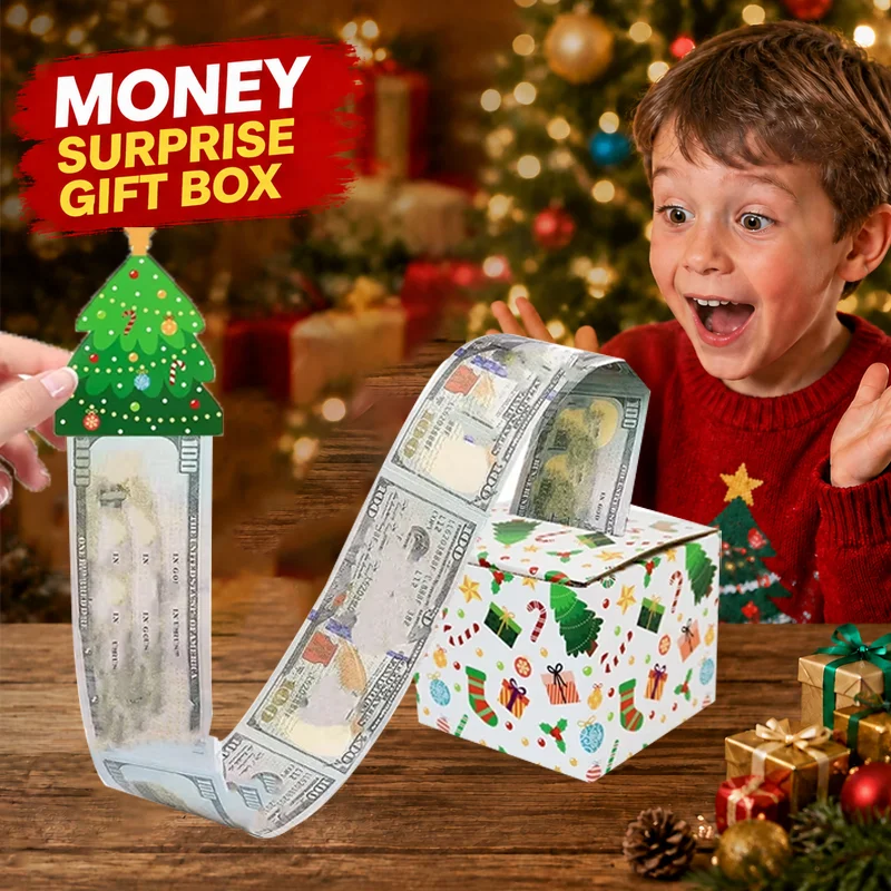 Christmas Money Pull Surprise Gift Box DIY Funny Cash Pull‑Out Paper Box Xmas Santa Elk Holiday Creative Present Packaging Box