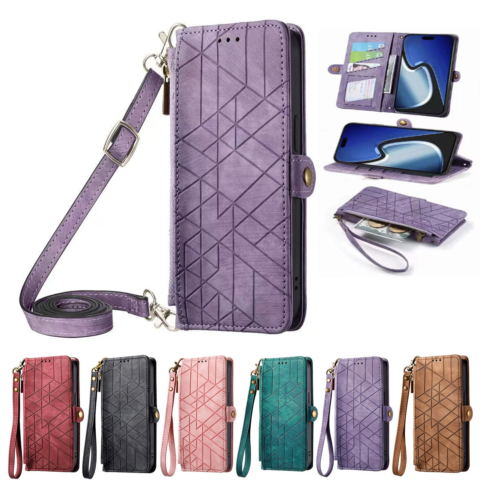 

Crossbody Wrist Strap Case for Motorola Moto G82 G72 G62 G52 G42 G32 G22 Wallet Cover For Motorola Moto G51 G41 G200 G60 G50 G30