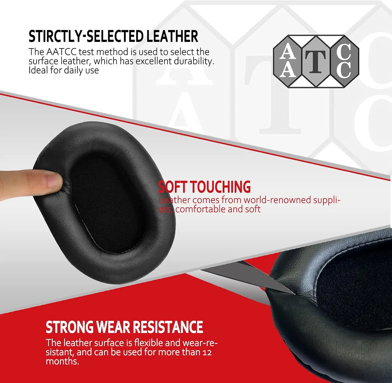 Almofadas de substituição profissionais MDR-V6 para Sony MDR-7506, compatíveis com Sony MDR-V6 MDR-V7 MDR-CD900ST, couro mais macio