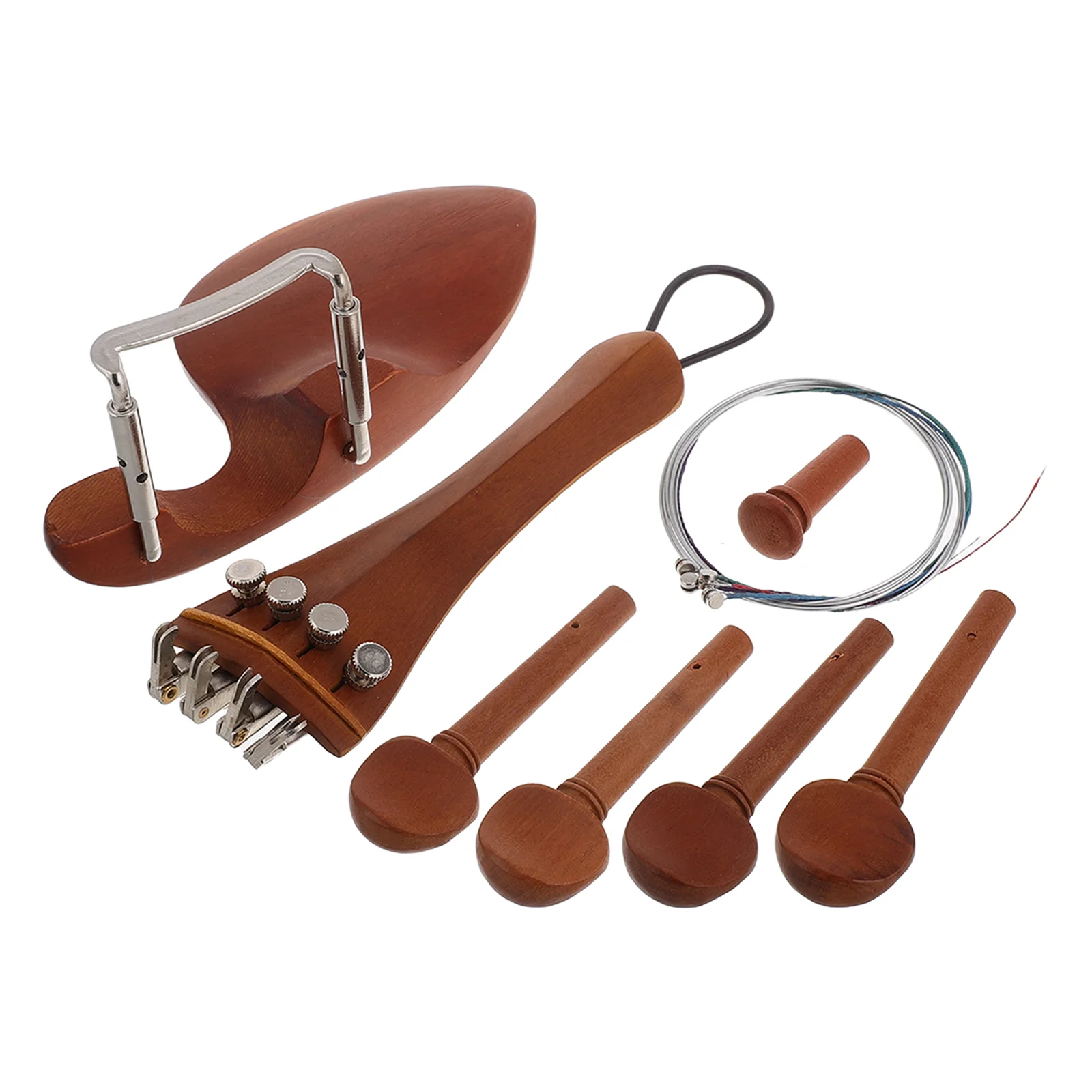 

4pcs Violin Accessories Jujube Wood Pegs Tailpiece Chin Rest Tuner Parts Complete Set Easy Install Sound Beginner Pro