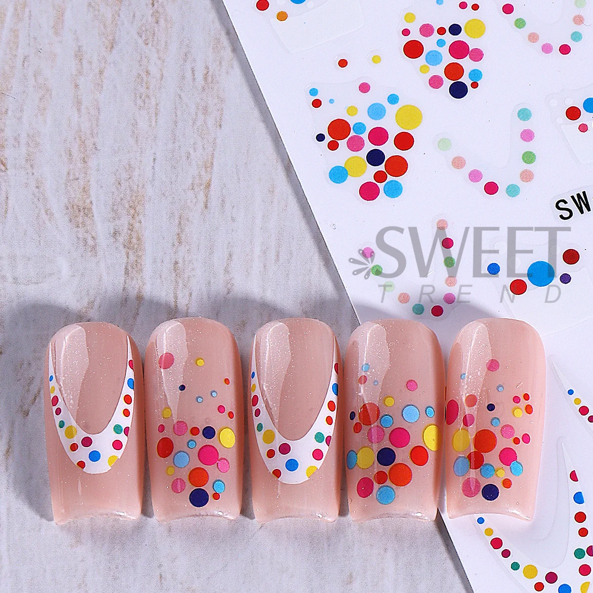 2 قطعة منقطة ملونة ملصقات الأظافر الشارات الكتابة على الجدران متعة نقطة التصميم الفرنسي المتزلجون السنة الجديدة DIY بها بنفسك تتجه مانيكير ديكور رقائق