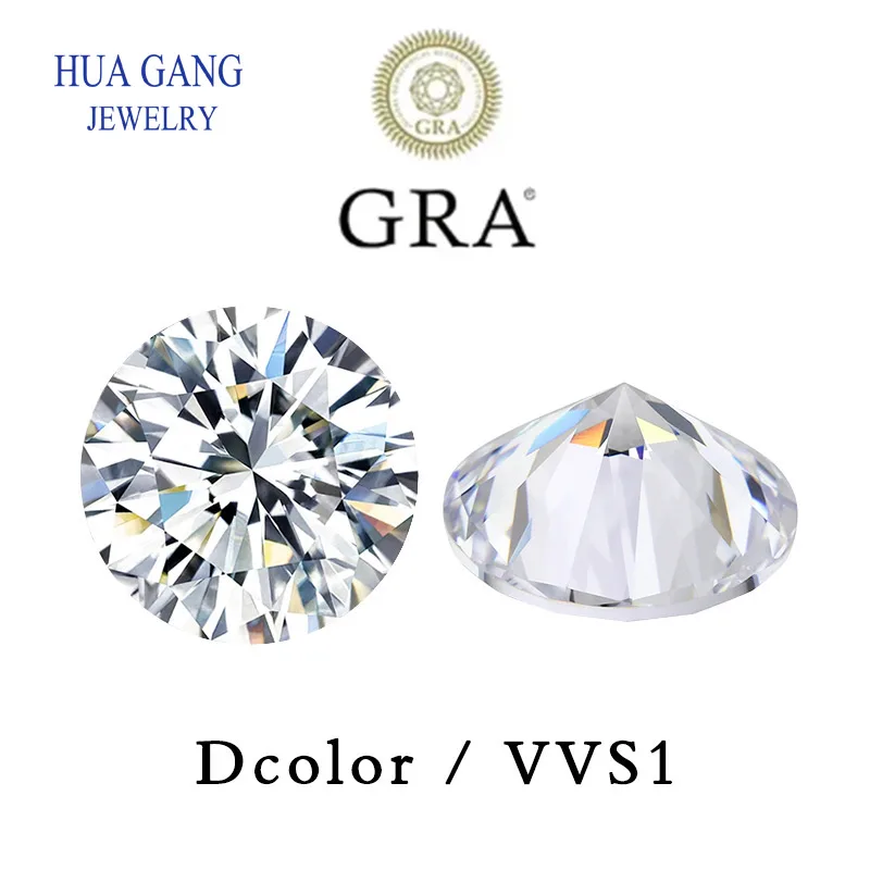 Loose Moissanite Stones 3 CT D Color Round Brilliant 9mm VVS1 Excellent Cut Grade Test Positive Lab Diamond Stone