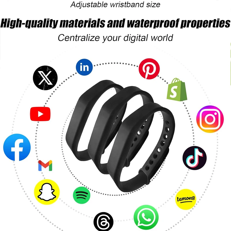 Pulsera impermeable ajustable de silicona NFC NTAG215 RFID