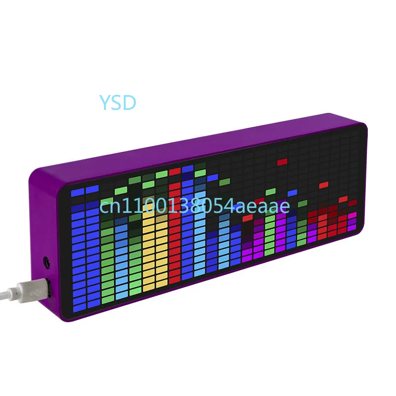 Car Ambient LED Light 16×24 RGB Music Spectrum Lamp Voice-Activated Rhythm Pickup Built-in Electronic Clock