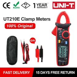 UNI-T Mini Digital Clamp Meter, Alicate de Corrente AC DC, Amperímetro, Grampo Voltímetro, Multímetro Tester, Medidor de Freqüência, UT210E