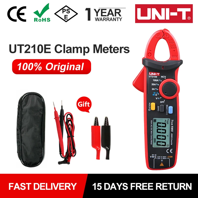 UNI-T UT210E Mini cyfrowy miernik cęgowy AC DC szczypce prądowe amperomierz woltomierz cęgowy multimetr Tester miernik częstotliwości