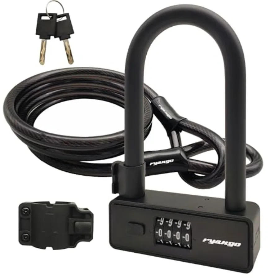 

Сверхмощный противоугонный велосипедный комбинированный U-образный замок со стальным тросом длиной 6 футов и защитой от 4-значного кода включает монтажный кронштейн для охранника