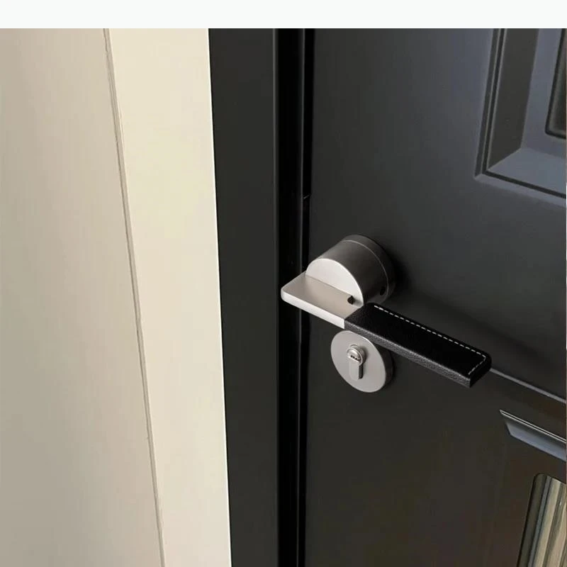 Leather Door Handle Silent Door Lock Living Room Safety Locks Indoor Locks Split Lock Keys Hardware Accessories