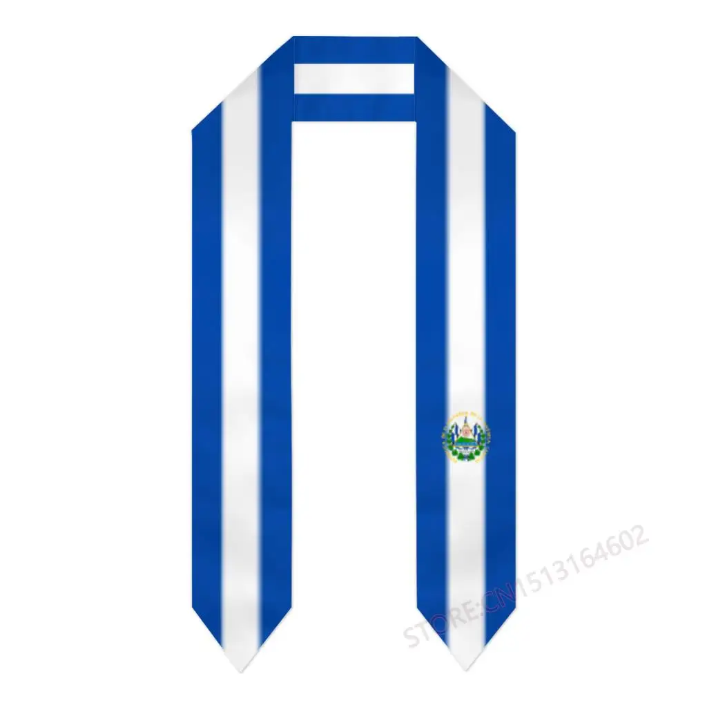 Custom Name Or Logo El Salvador Flag Scarf Graduation Stole Sash International Study Abroad Class of 2023 Shawl