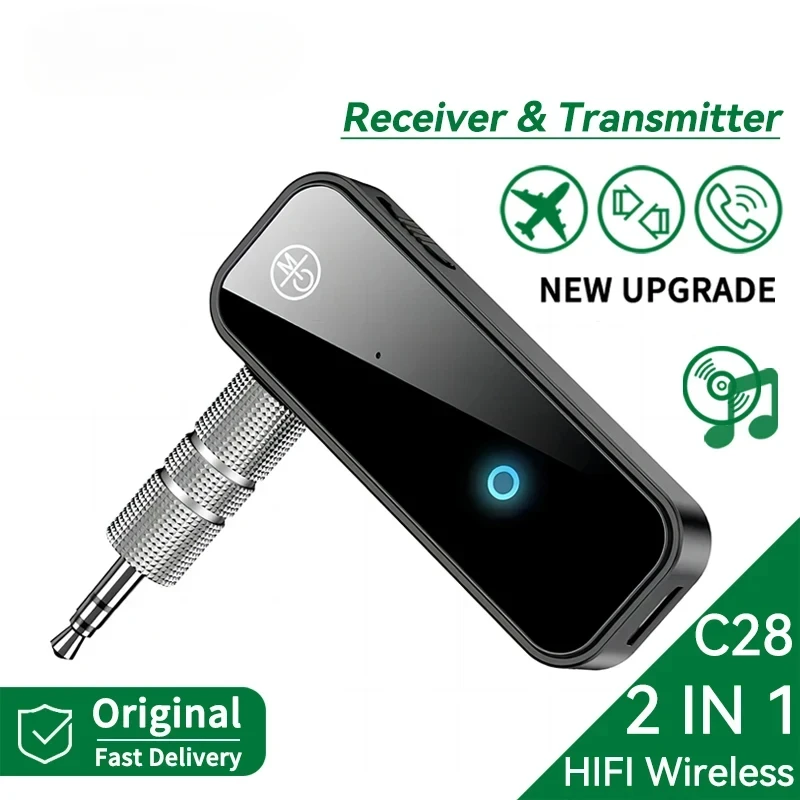 2 in 1 Bluetooth Transmitter Audio Receiver 3.5MM AUX With Mic Handsfree Stereo Music Wireless Adapter For TV PC Car Kit