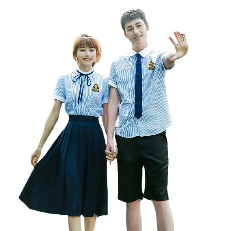 C035 Middle School Uniform Graduation Class  Sailor Dress Korean College Style Shirt Set