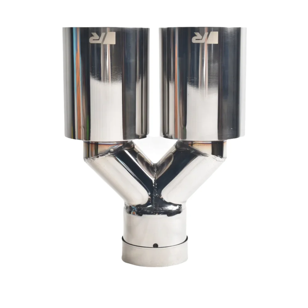 R Double Tube Exhaust Tailpipe 304 Stainless Steel Flat Mouth Smooth Surface Automotive Tailpipe Automotive Parts Nozzle