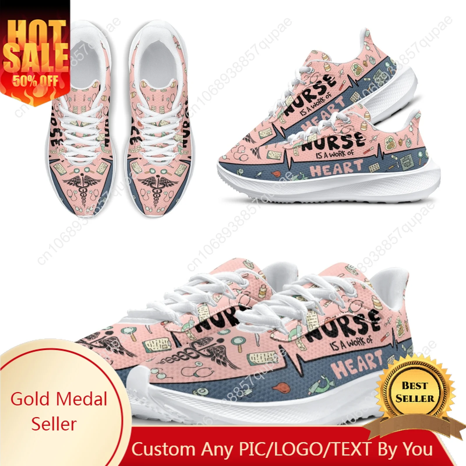 

Pink Nurse Medical Shoes Nurse Girl Boy Running Shoes Comfortable Breathable High Quality Height-increasing Shoe Custom Shoe