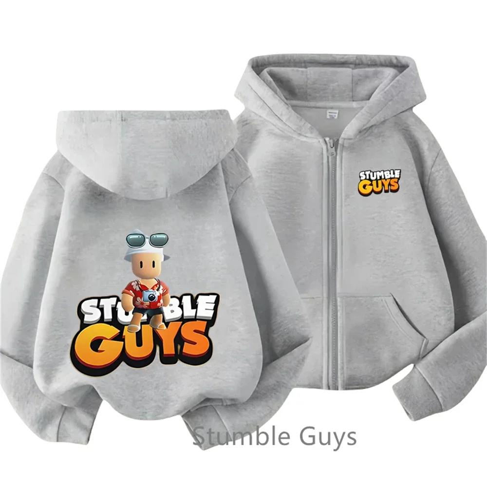 Fashion 2025 Game Stumble Guys Hoodie Autumn Kids Zipper Sweatshirts Baby Girls Cartoon Pullover Clothes Boys Hoody Outerwear