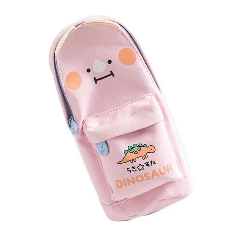 

Cute Canvas Pen Case Pencil Bag Organizer Schoolbag Shape Stationery Storage Bag Large Capacity Pen Case With Zipper Pencil
