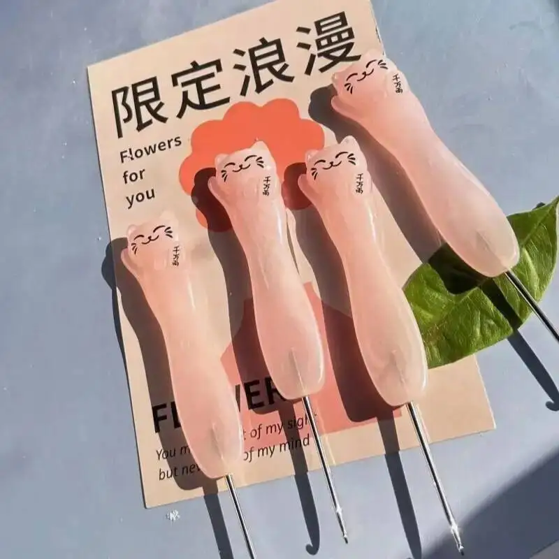Crochet Hooks Resin Cute Cat Handle Aluminium Crochet Knitting Sweater Needles Craft Home DIY Knitting Needles Sewing Tools