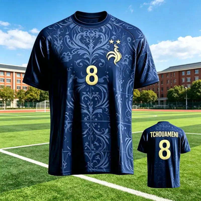 2026-2027 Neues Trikot im Fan-Design von Frankreich, T-Shirt Mbappé # 10, Dembélé # 7-Kinder, Erwachsene, Sport- & Freizeit-Tops T-Shirt Eltern-Kind – Detail 3