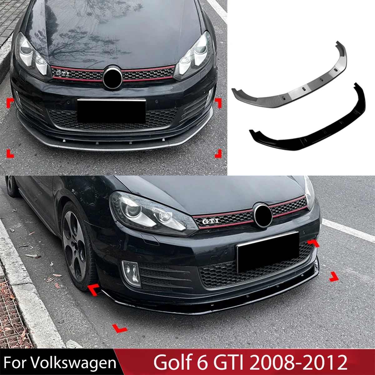 

For Volkswagen VW Golf 6 GTI 2008-2012 Front Bumper Lower Blade Trim Spoiler Splitter Lip Under Guard Protector Body Kits Tuning