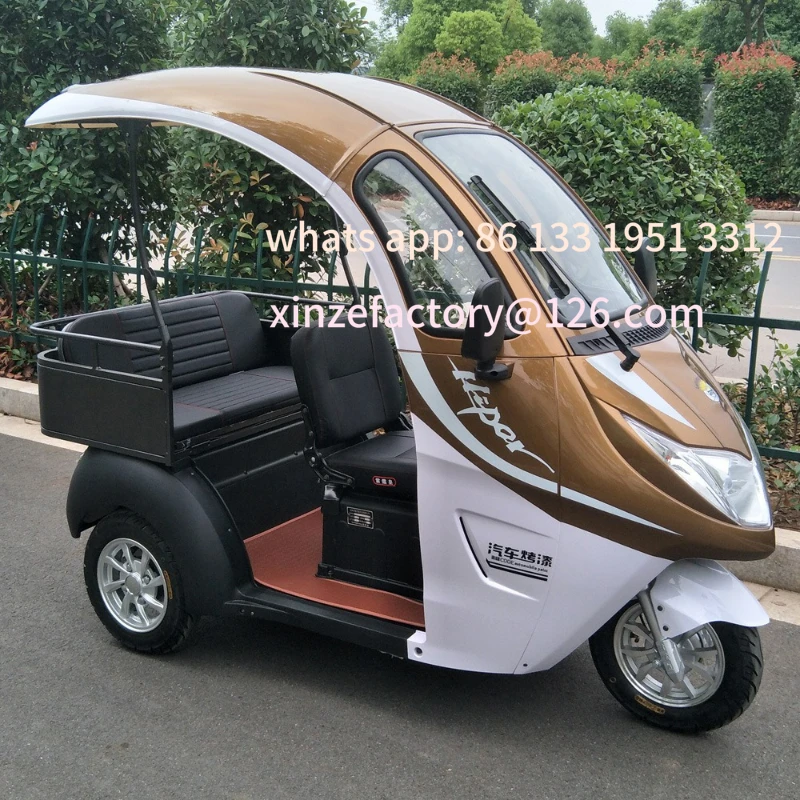 

Customizable passenger and cargo semi-enclosed adult electric tricycle with sunshade ceiling