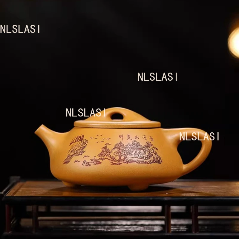 

500 мл каменный ковш большой емкости фиолетовый глиняный горшок Исин шариковое резьба по отверстиям чайник необработанный фиолетовый глиняный чайный сервиз бытовой китайский чайный сервиз