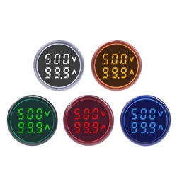 Digital Voltage Current Ampere Meter Indicator AC 60-500V 0-100A Round LED Dual Display Amp Volt Ampermeter Voltmeter Ammeter