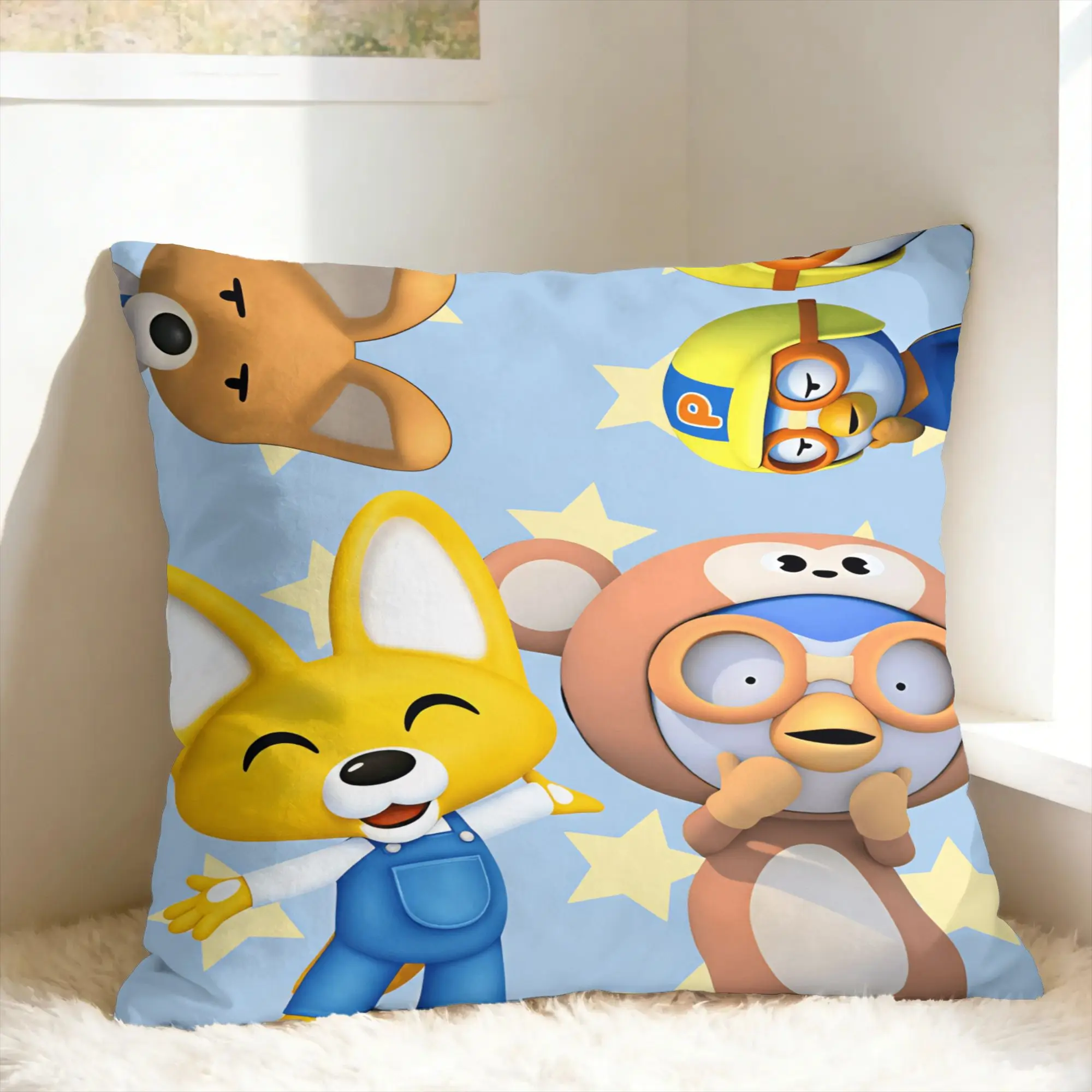 Pillow Case Cartoon P-PororoS Custom  Pillow Cover For Sofa Home Decor Retro Trendy Pillowcases