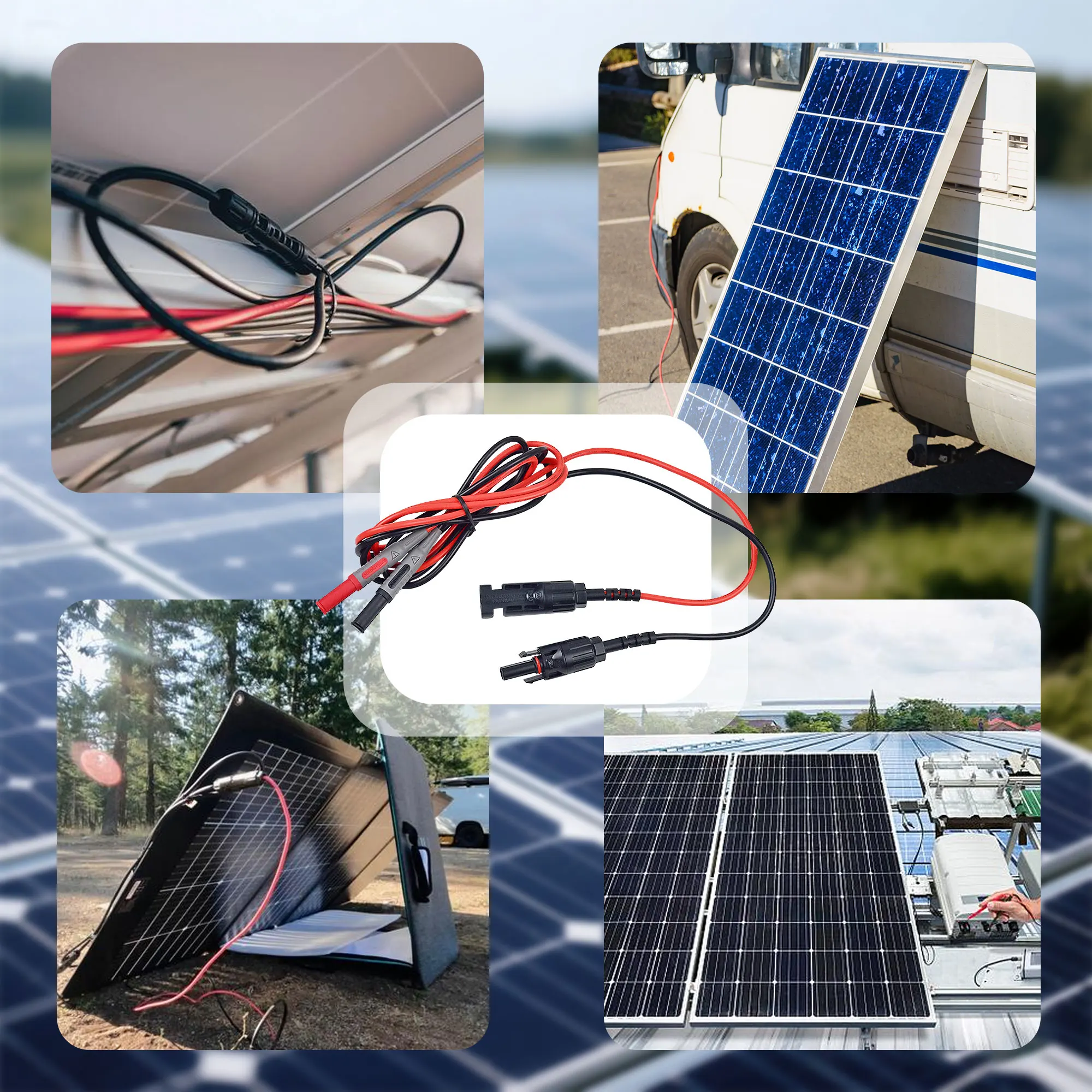 Solar 4mm Test Lead Set ZIBOO PVLEAD1,Solar Test Cables Wires 1000V/20A for Photovoltaic Solar Panel System.