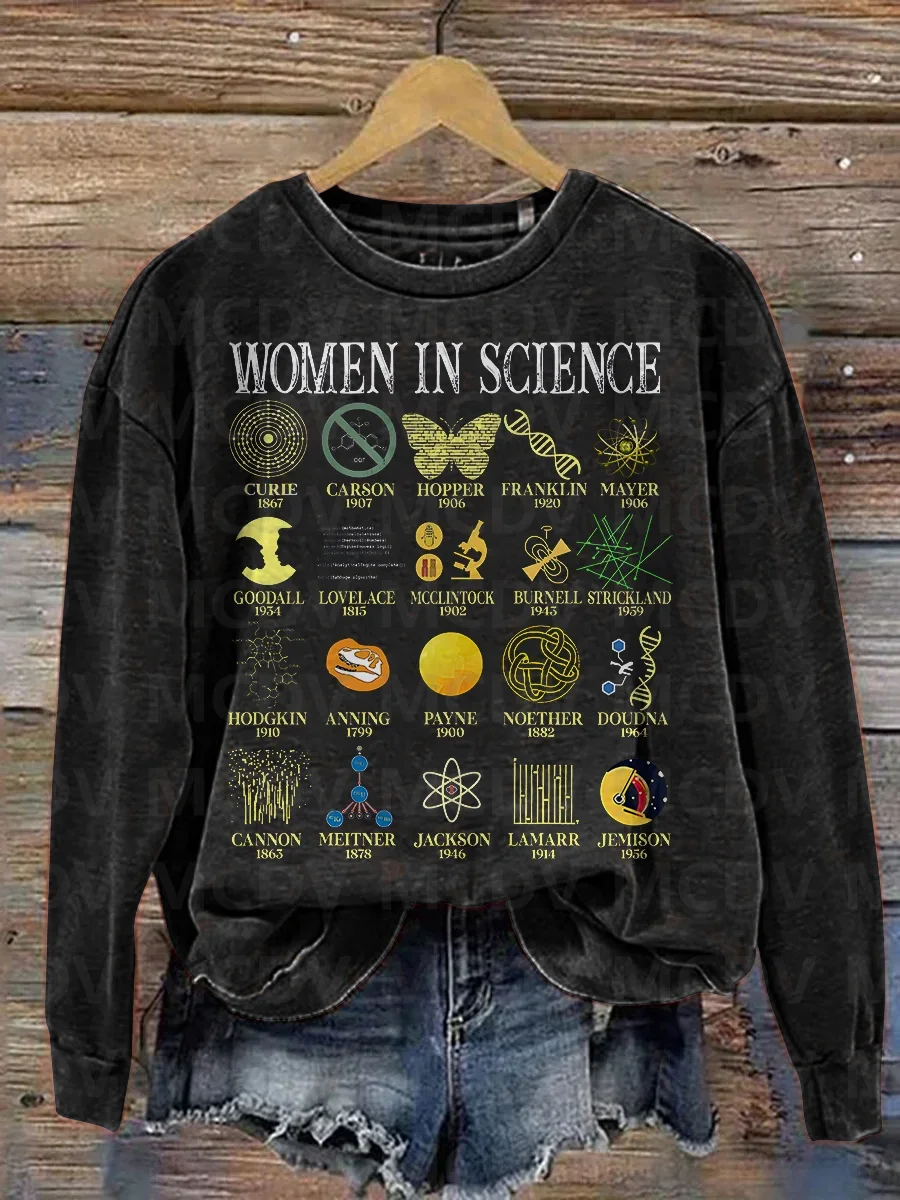 Women In Science Casual Print Sweatshirt 3D Printed Women Pullover