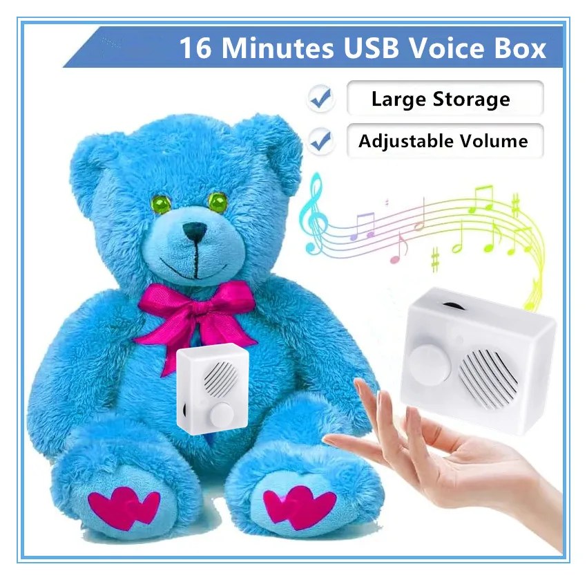 

16-минутный DIY голосовой модуль, USB-кнопка для записи голоса для мягких игрушек, плюшевых мишек, кукол, подушек. Записывайте индивидуальные сообщения.
