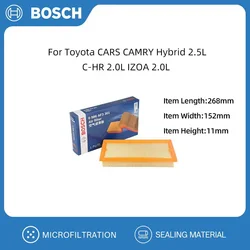 BOSCH Air Filter For Toyota CARS CAMRY Hybrid 2.5L C-HR 2.0L IZOA 2.0L Replacement Auto Accessories 17801F0040