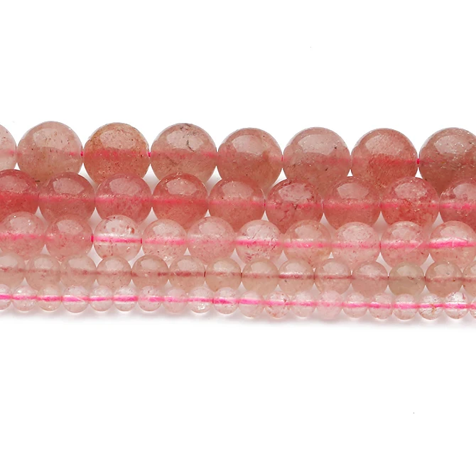 

Fashion Natural Strawberry Quartz Round Bead Loose Spacer For Jewelry Making Supplie Diy Necklace Bracelet Earring Accessory