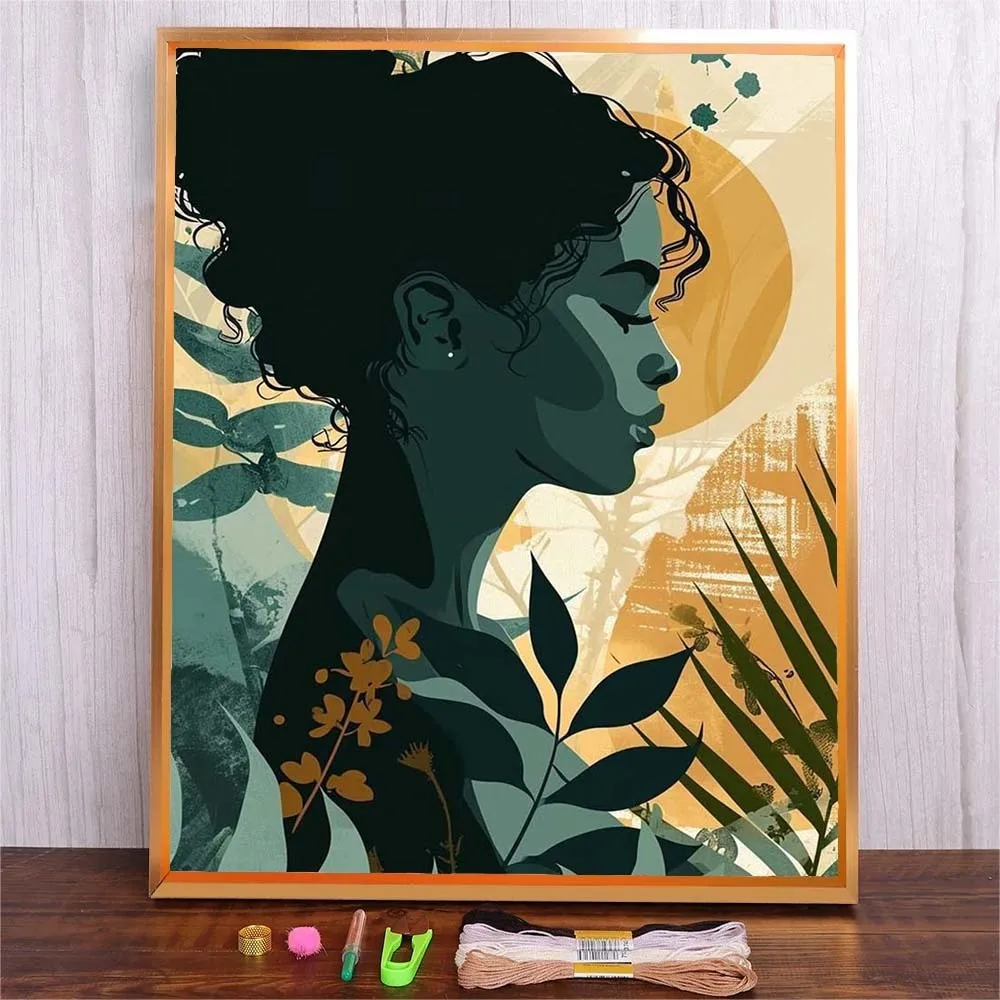 

Abstract Women Crafts For Teenager Embroidery Kit With DMC Threads Full Pattern Cloth Needles Cross Stitch DIY Gift For Student